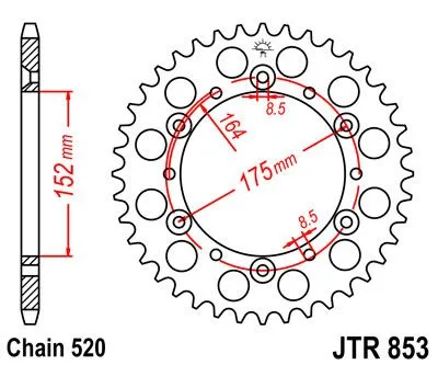 Výhodná Nabídka A Ocelová rozeta motocyklu ESJOT YZ 125/250 viz popis 47 zubů - barva černá