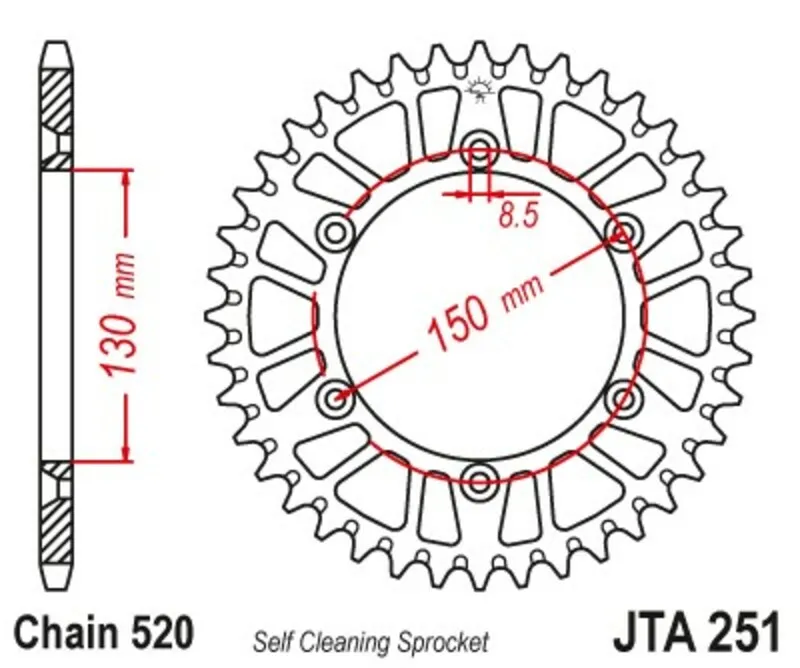 Speciální Cena JT SPROCKETS Ultralehká hliníková korunka 251 - 520 - JT SPROCKETS Ultralehká hliníková korunka 251 - 520 ► koupit online na FC-Moto