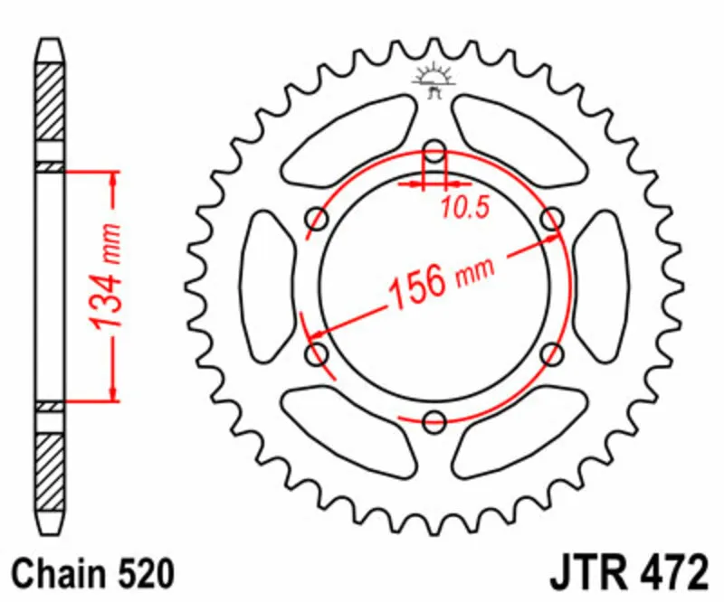 Akční Nabídka JT SPROCKETS Standardní ocelová korunka 472 - 520 - JT SPROCKETS