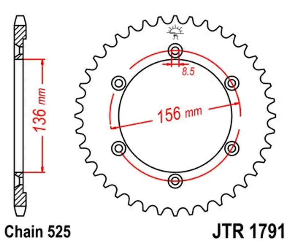 Rychlé Dodání Řetězová rozeta JT JTR 1791-46 46 zubů, 525