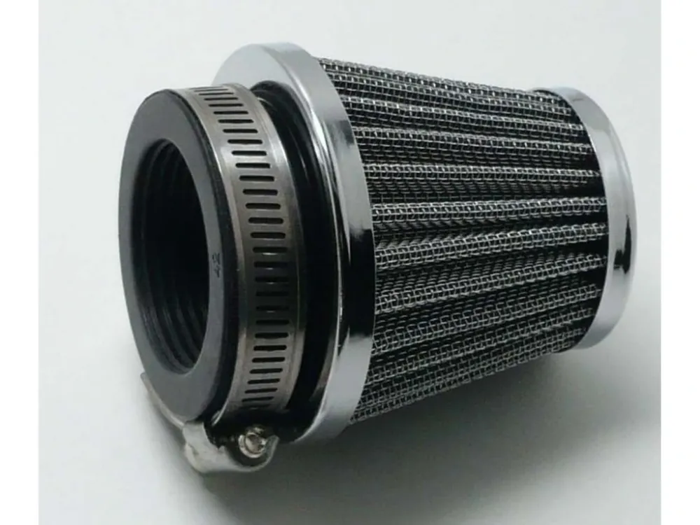 Autentický Vzduchový filtr 48 mm černo-stříbrný pro Zündapp, Kreidler, Hercules, Puch, Simson moped, moped, mokick, KKR, skútr