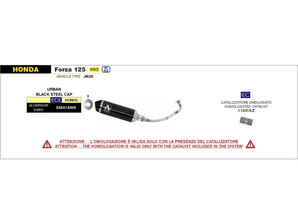 Katalyzátor výfuku Arrow, Honda Forza 125 E5 2021-> Ø54mm Dokud Zásoby Vydrží