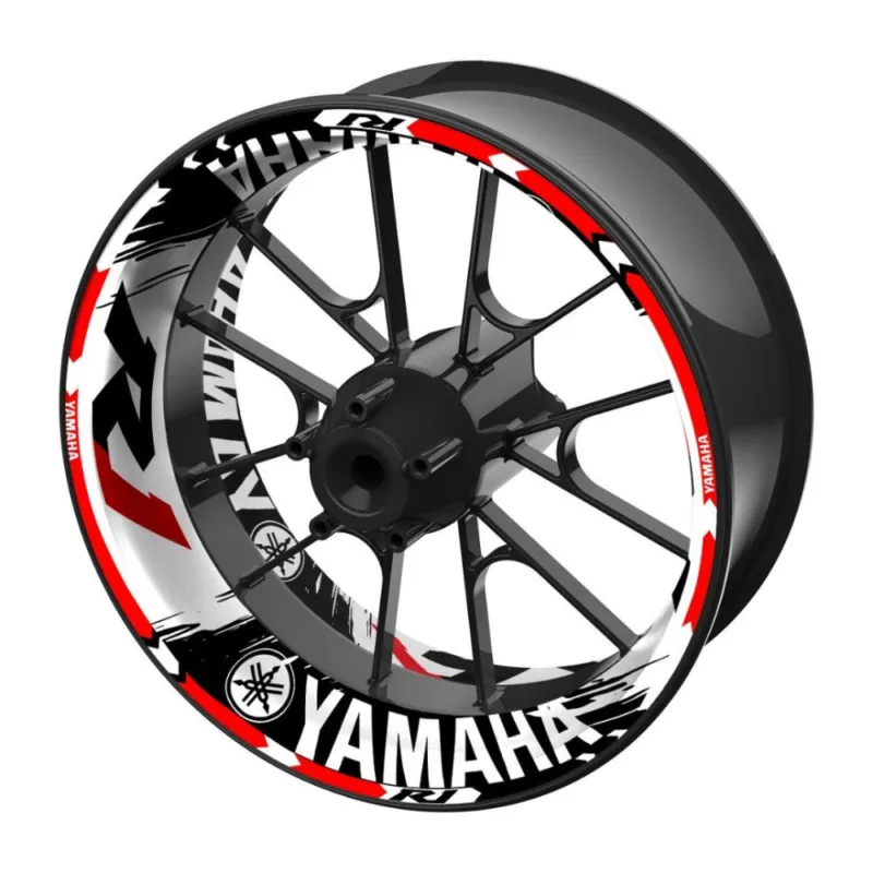Akce jednodílné polepy na kola YAMAHA YZF-R1 černo-bílá