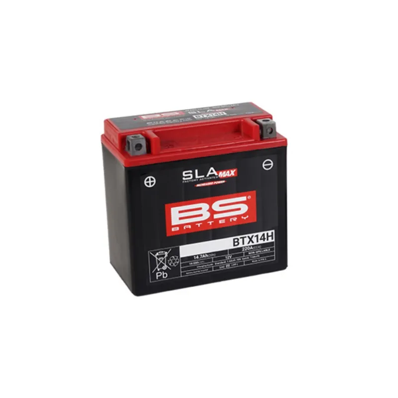 Továrně aktivovaná motocyklová baterie BS-BATTERY BTX14H (FA) (YTX14H (FA)) SLA MAX Finální Výprodej